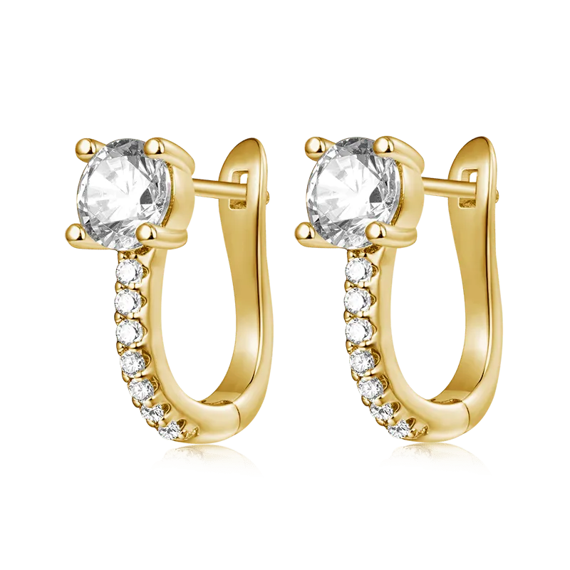 Gnoce Aretes Delicados de Aros de Cristal y Circón