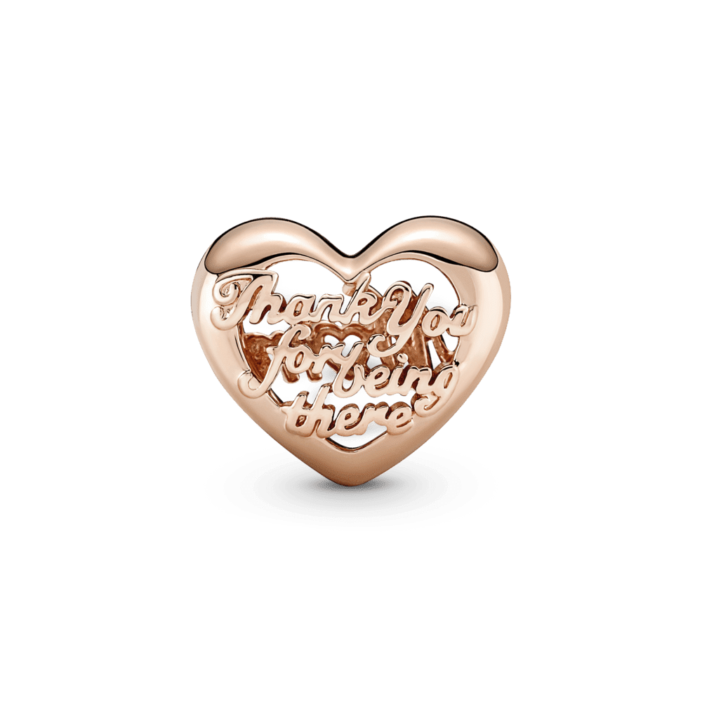Charm Corazón Gracias Mamá Recubrimiento En Oro Rosa De 14K