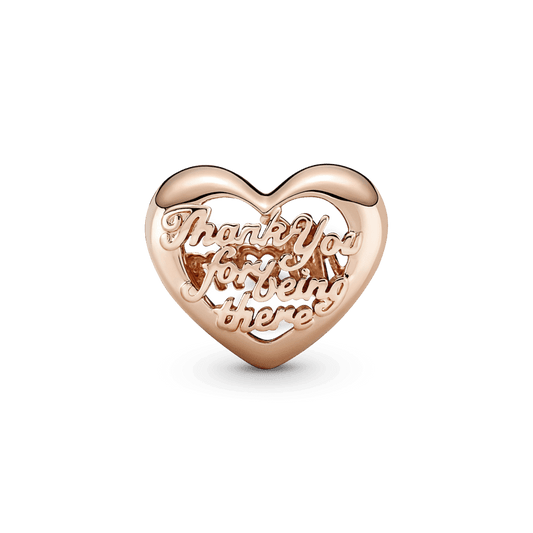 Charm Corazón Gracias Mamá Recubrimiento En Oro Rosa De 14K