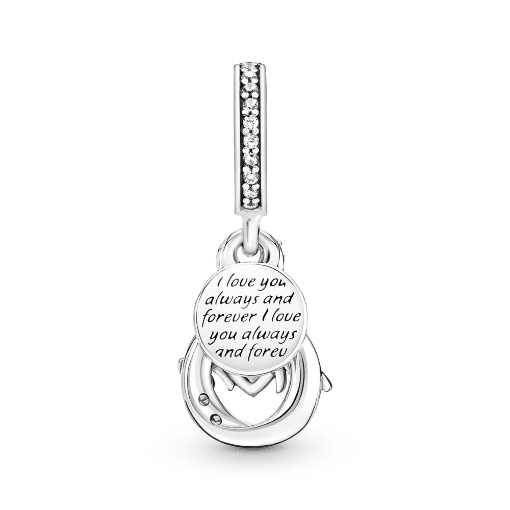 Charm Colgante Doble Mamá E Infinito Con Pavé