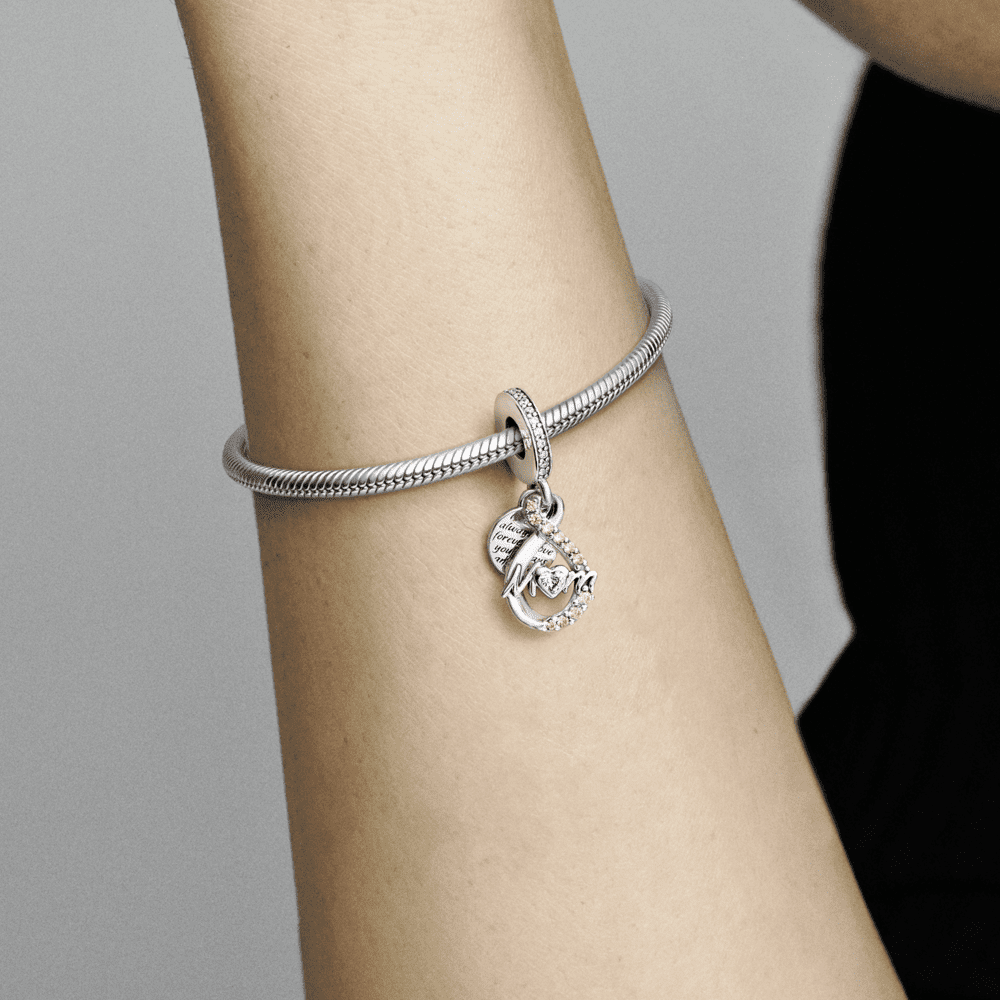 Charm Colgante Doble Mamá E Infinito Con Pavé