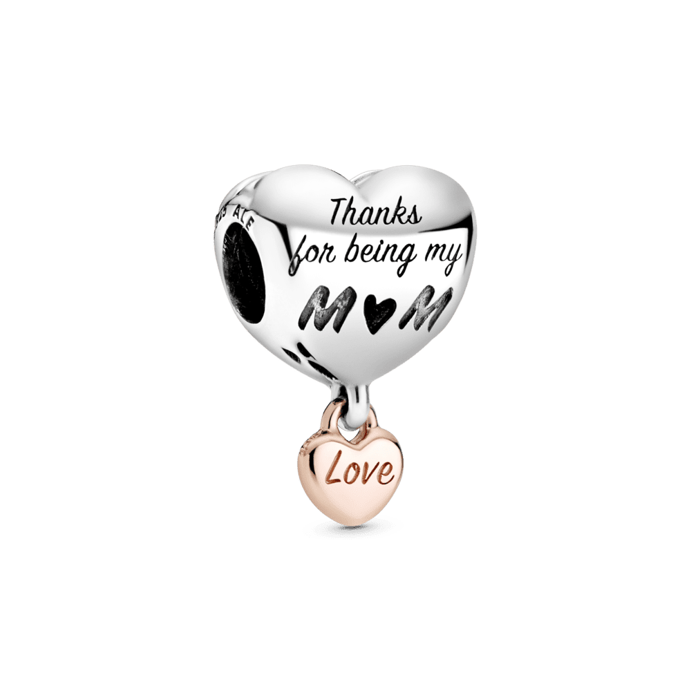 Charm Corazón Yo te amo mamá Recubrimiento en Oro Rosa de 14k