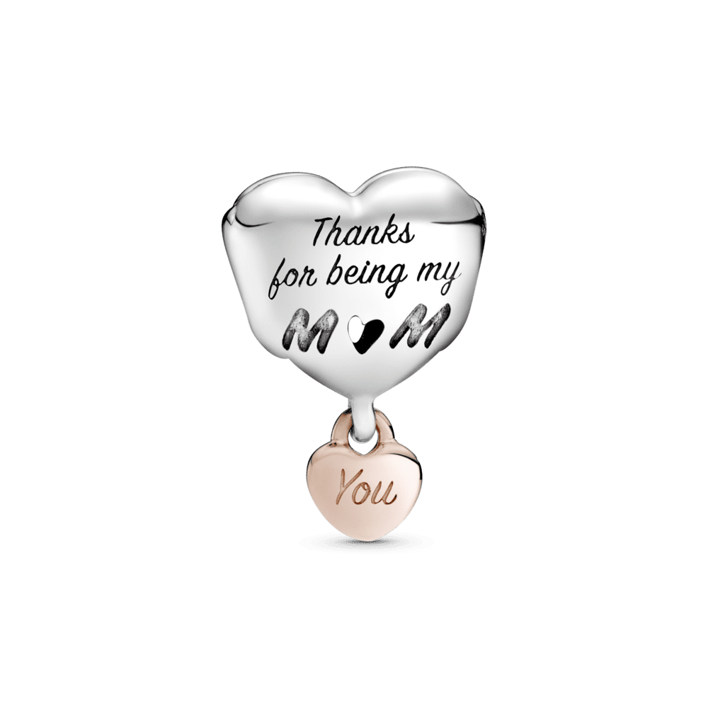 Charm Corazón Yo te amo mamá Recubrimiento en Oro Rosa de 14k