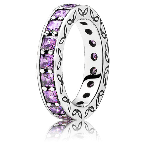 Anillo en Plata Infinito y Circonia cúbica púrpura