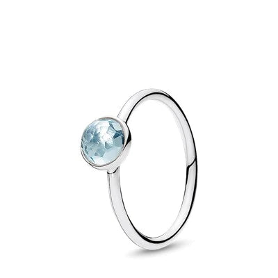 Anillo en Plata Gota de Marzo Cristal Azul