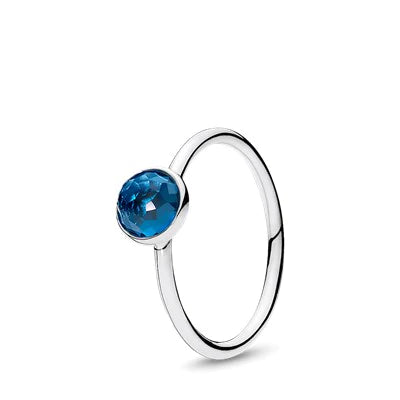 Anillo en Plata Gota de Diciembre Cristal Azul Londres.