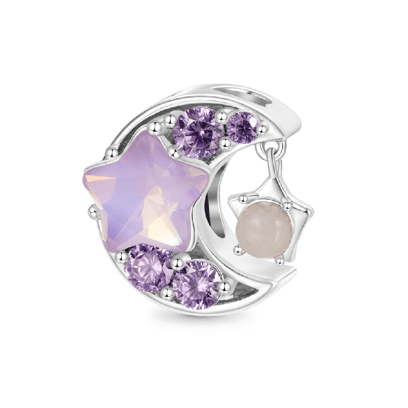 Charm Gnoce Purple Star Moon que brilla en la oscuridad