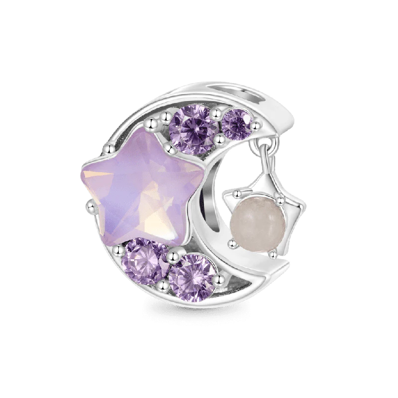 Charm Gnoce Purple Star Moon que brilla en la oscuridad