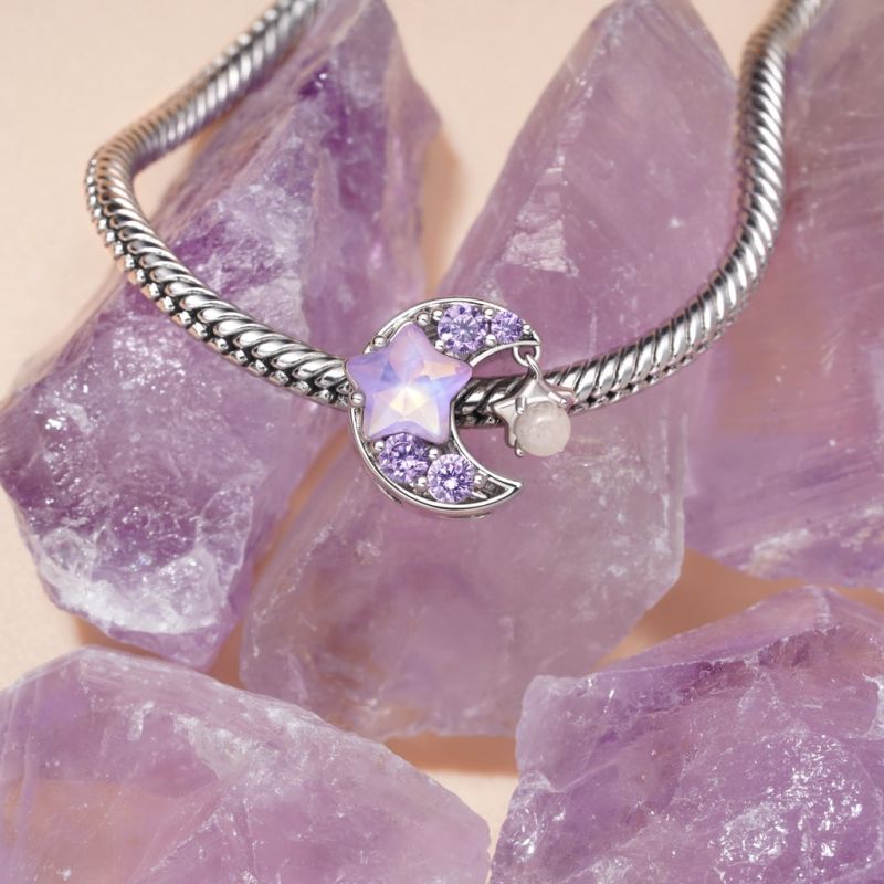 Charm Gnoce Purple Star Moon que brilla en la oscuridad