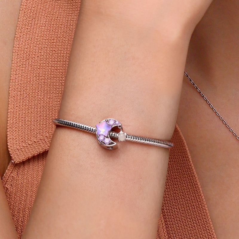 Charm Gnoce Purple Star Moon que brilla en la oscuridad