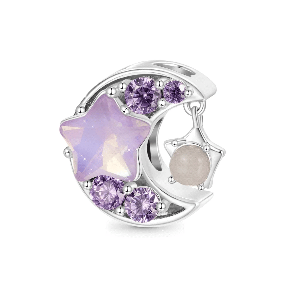 Charm Gnoce Purple Star Moon que brilla en la oscuridad