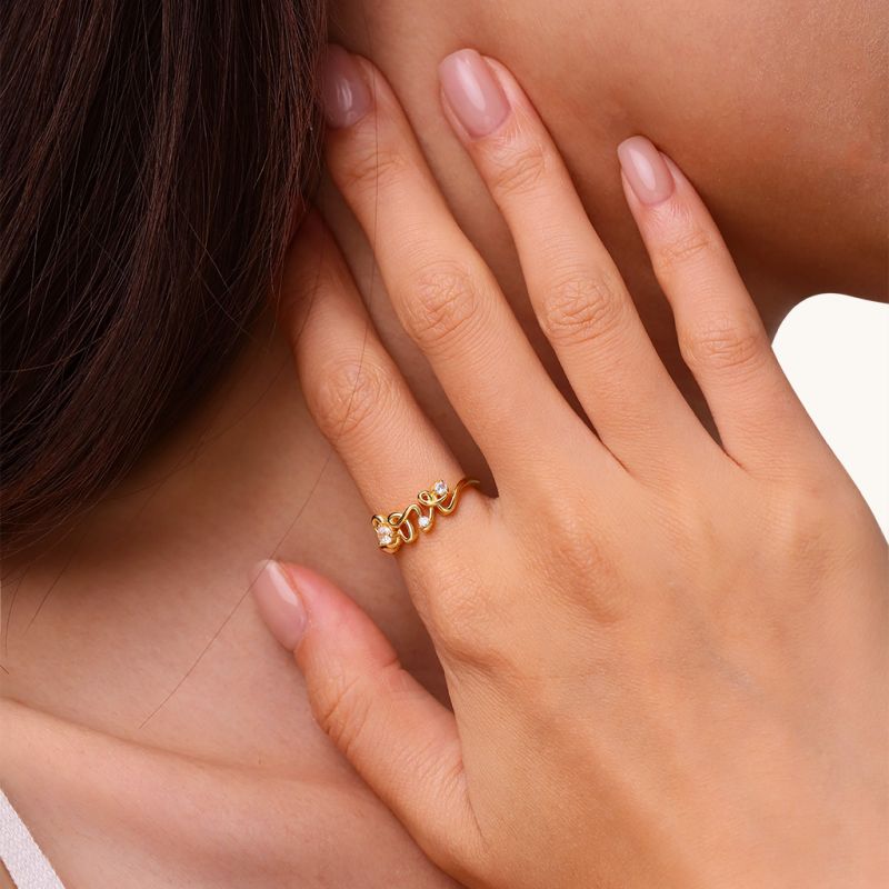 Anillo de diamantes chapado en oro de 18 quilates de Gnoce