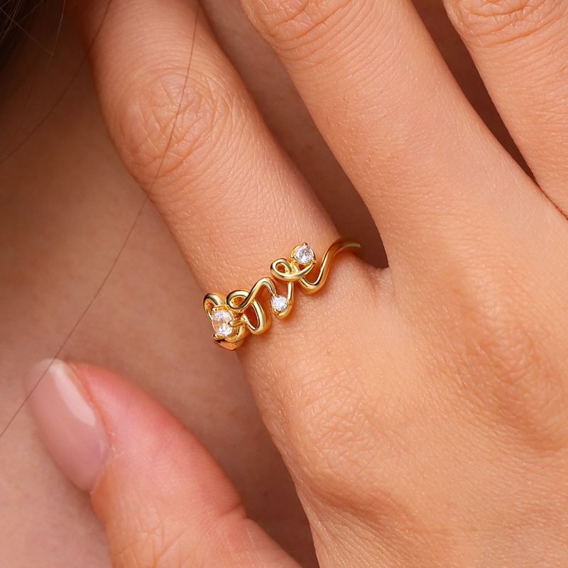 Anillo de diamantes chapado en oro de 18 quilates de Gnoce