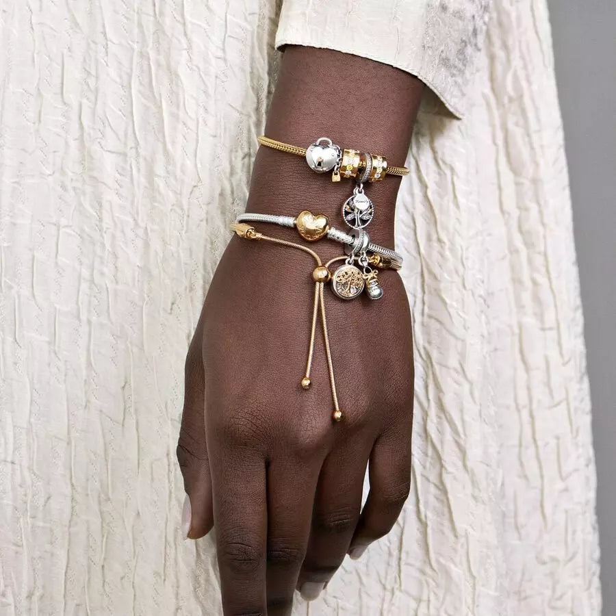 Brazalete Pandora Moments Cadena de Serpiente con Broche de Corazón con Recubrimiento en Oro de 14k