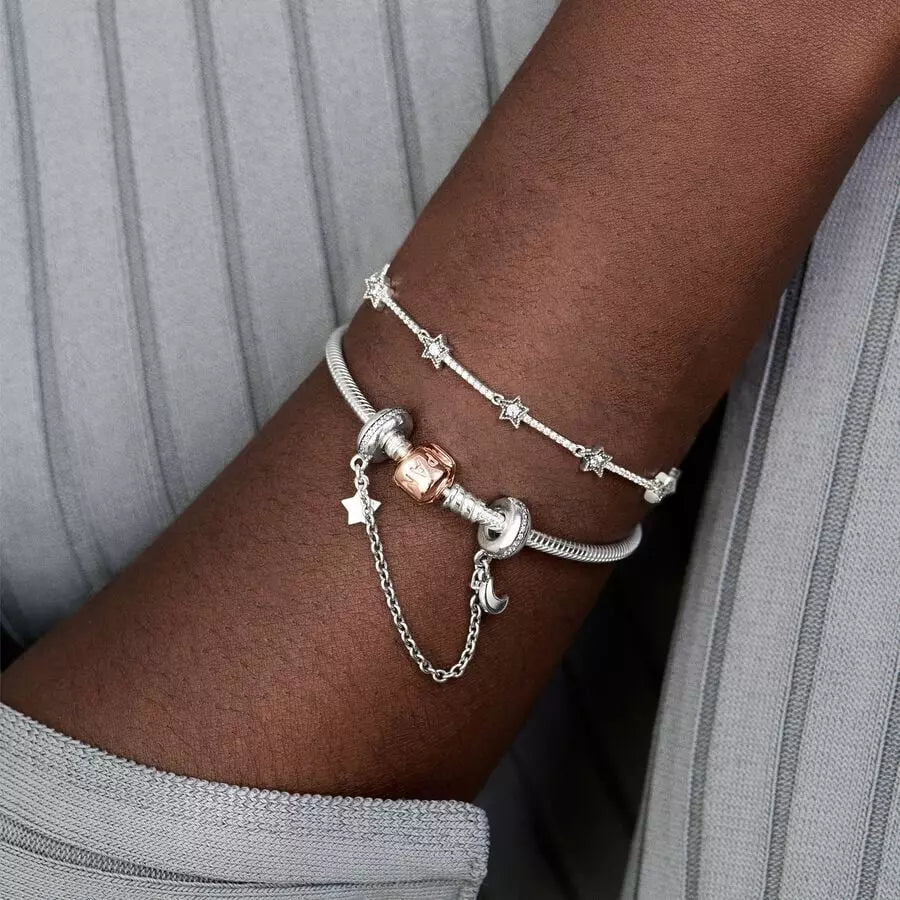 Brazalete cadena de serpiente cierre Pandora Moments en Recubrimiento en Oro Rosa de 14k