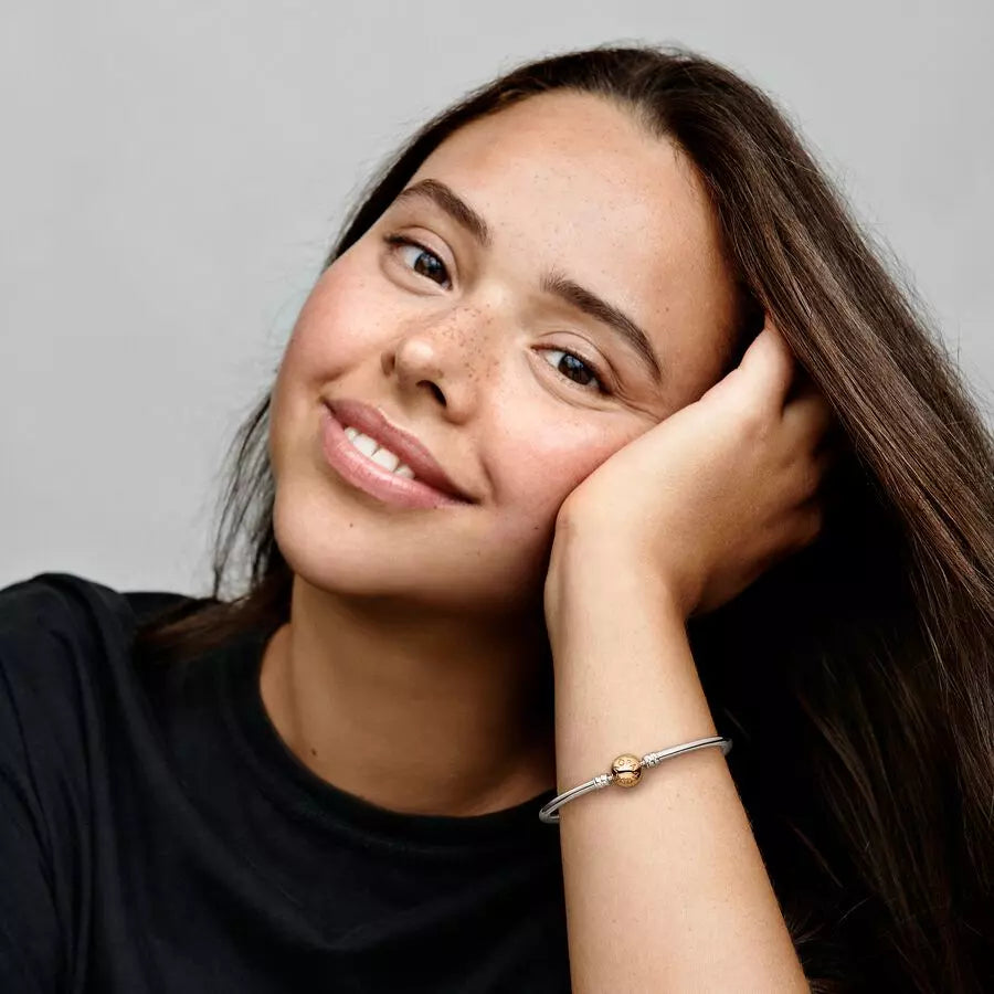 Pulsera en Plata con Cierre Redondo en Oro de 14k