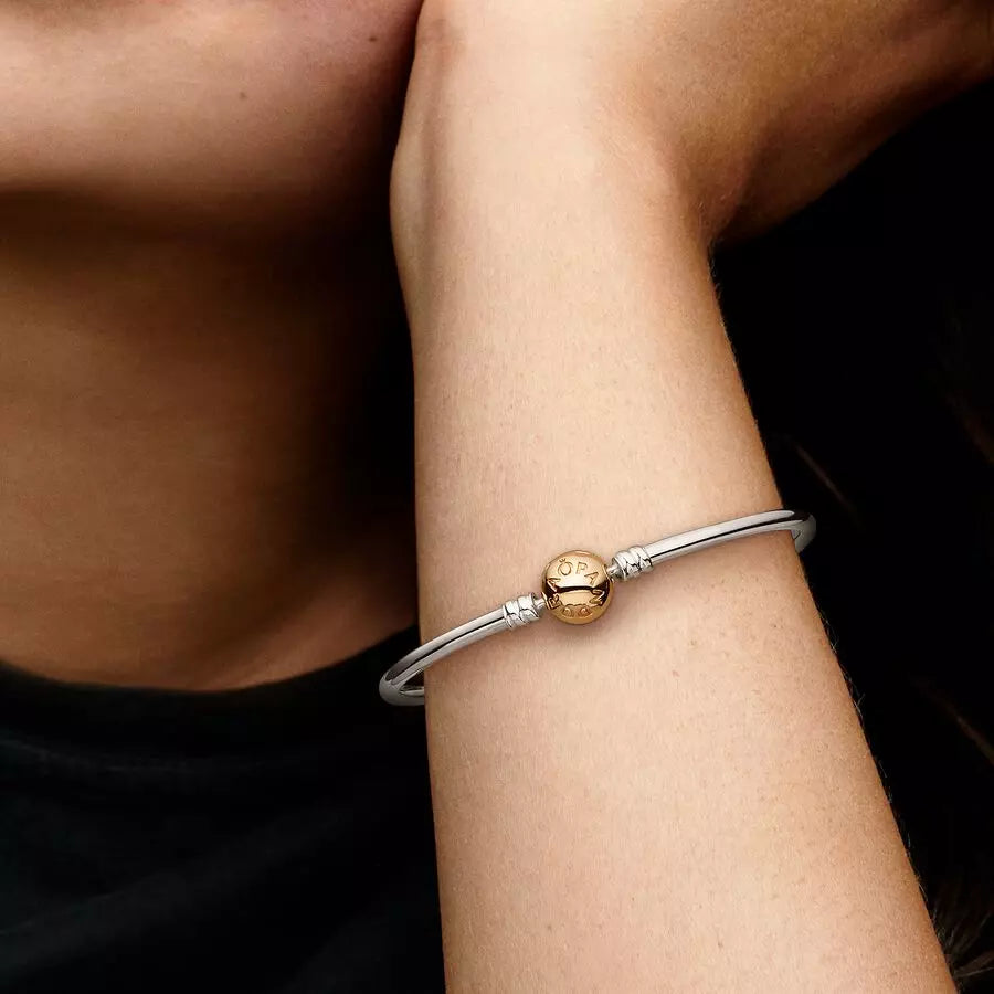 Pulsera en Plata con Cierre Redondo en Oro de 14k