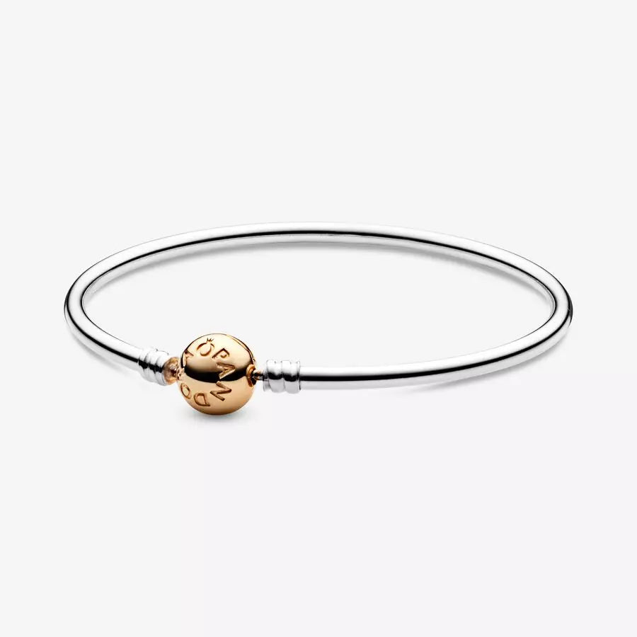 Pulsera en Plata con Cierre Redondo en Oro de 14k