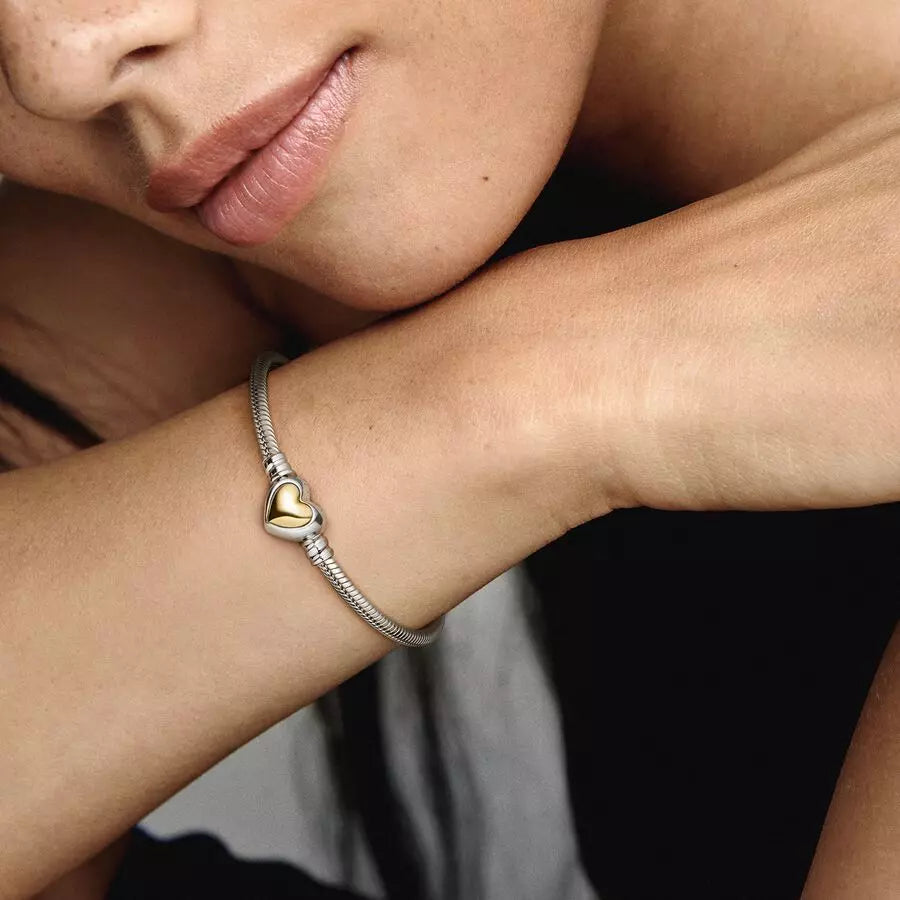 Pulsera Moments Cadena de Serpiente con cierre de Corazón Centro oro 14k