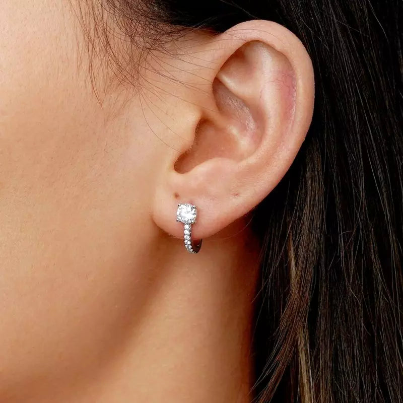 Gnoce Aretes Delicados de Aros de Cristal y Circón