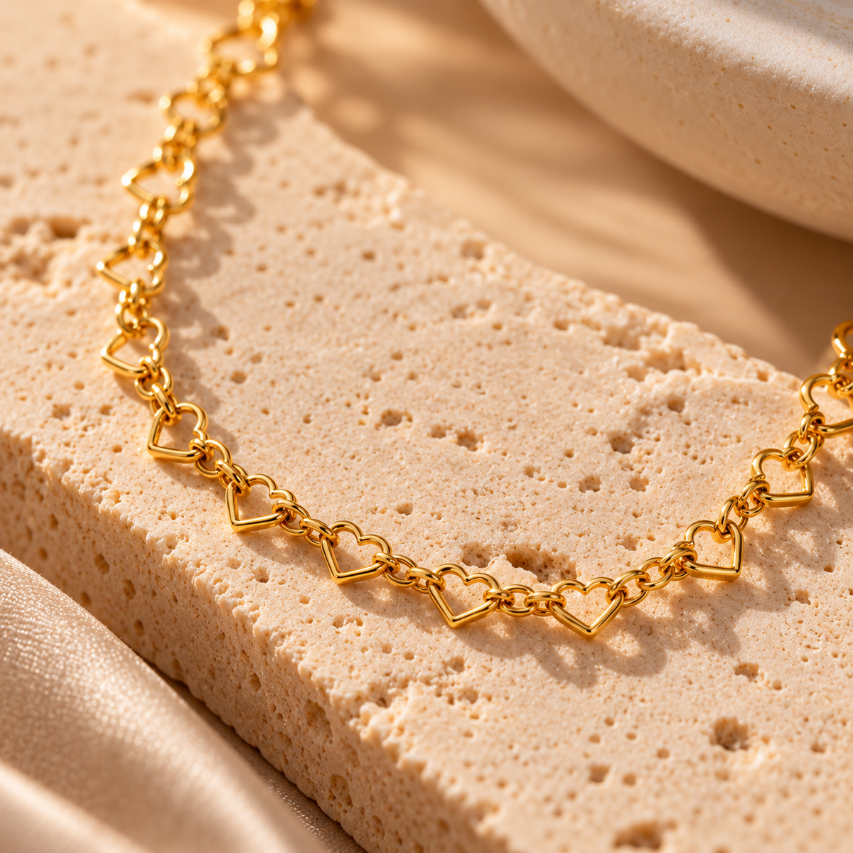Collar Corazón Trenzado Dorado de Acero Inoxidable 316L