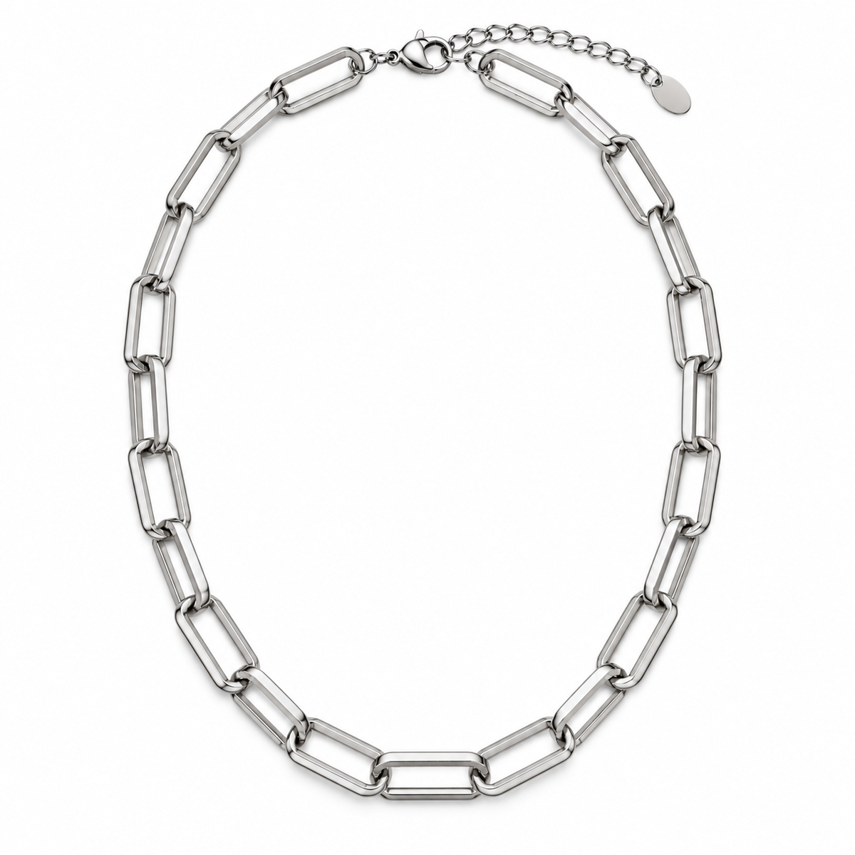 Collar de Eslabones Rectangulares de Acero Inoxidable