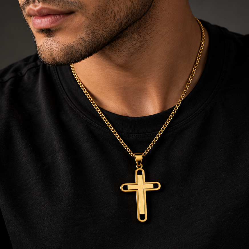 Dije de Cruz Urbana de Acero Inoxidable para Hombre