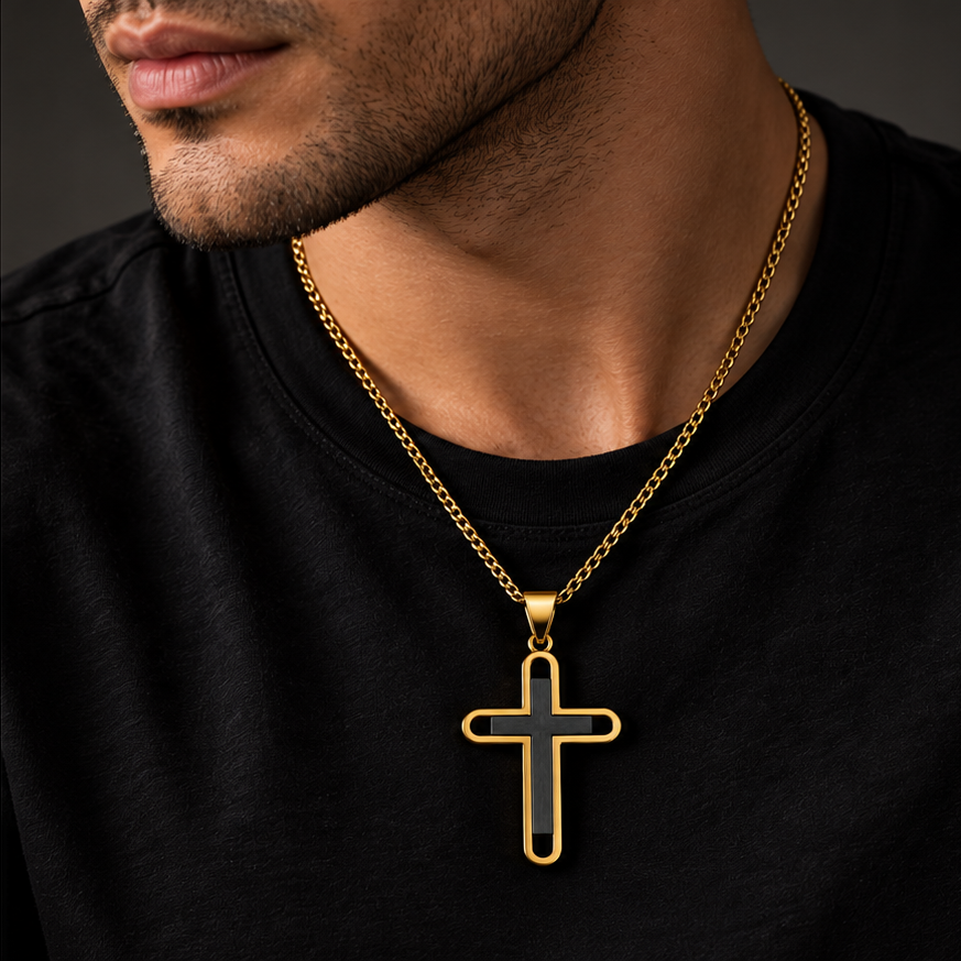 Dije de Cruz Urbana de Acero Inoxidable para Hombre