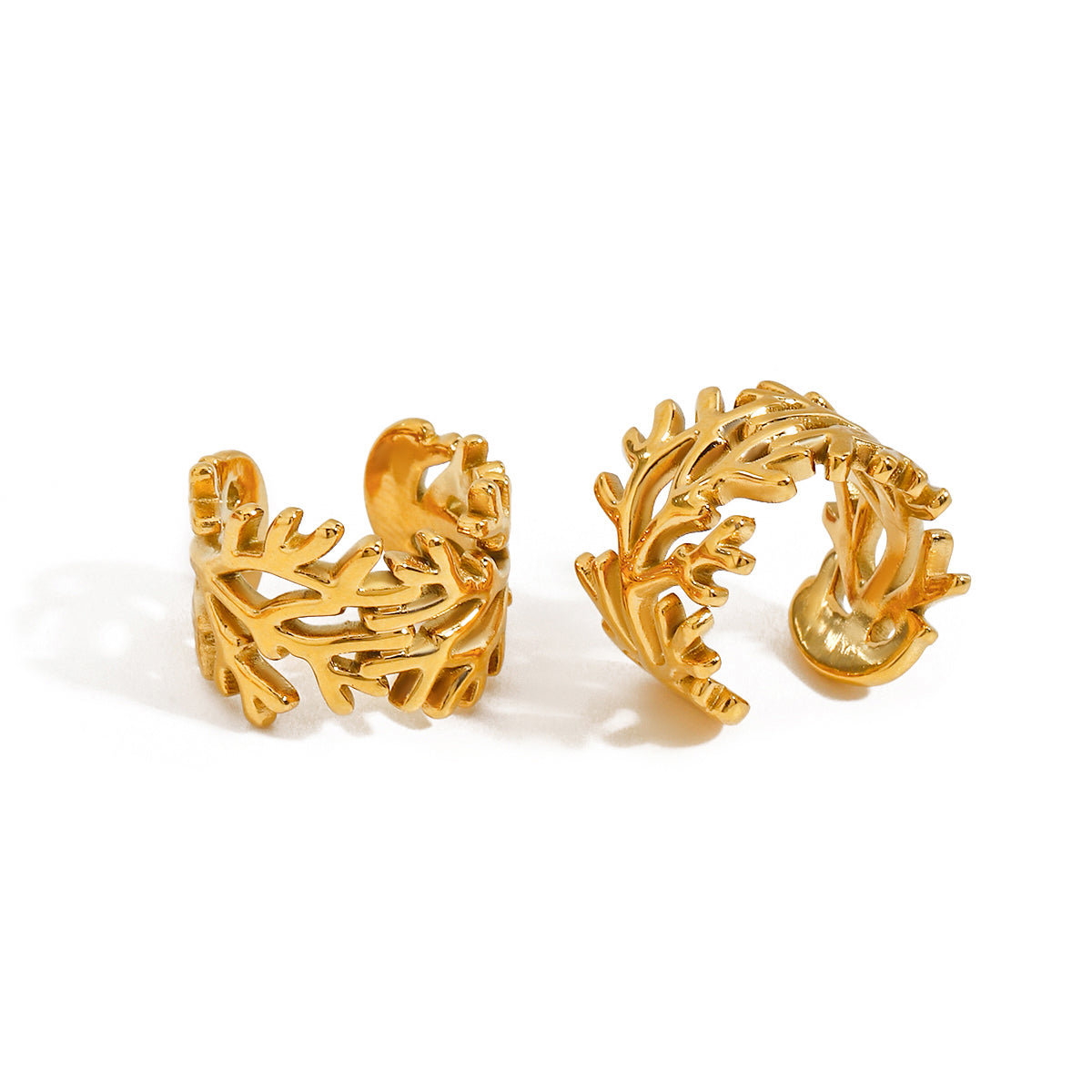 Ear Cuff Coral Marino Dorado