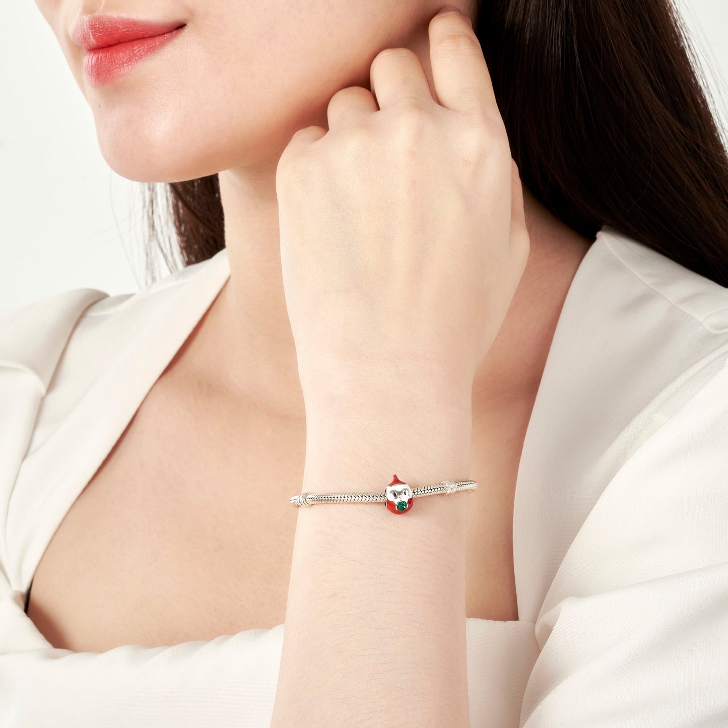 Charm Papá Noel Gnoce en Plata 925 con Zirconia Verde Esmeralda