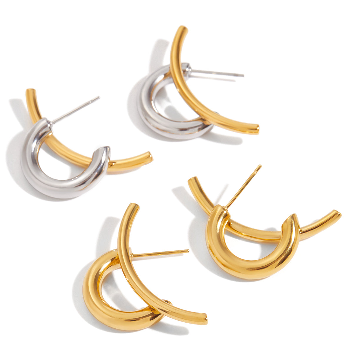 Aretes Doble Aro Entrelazado