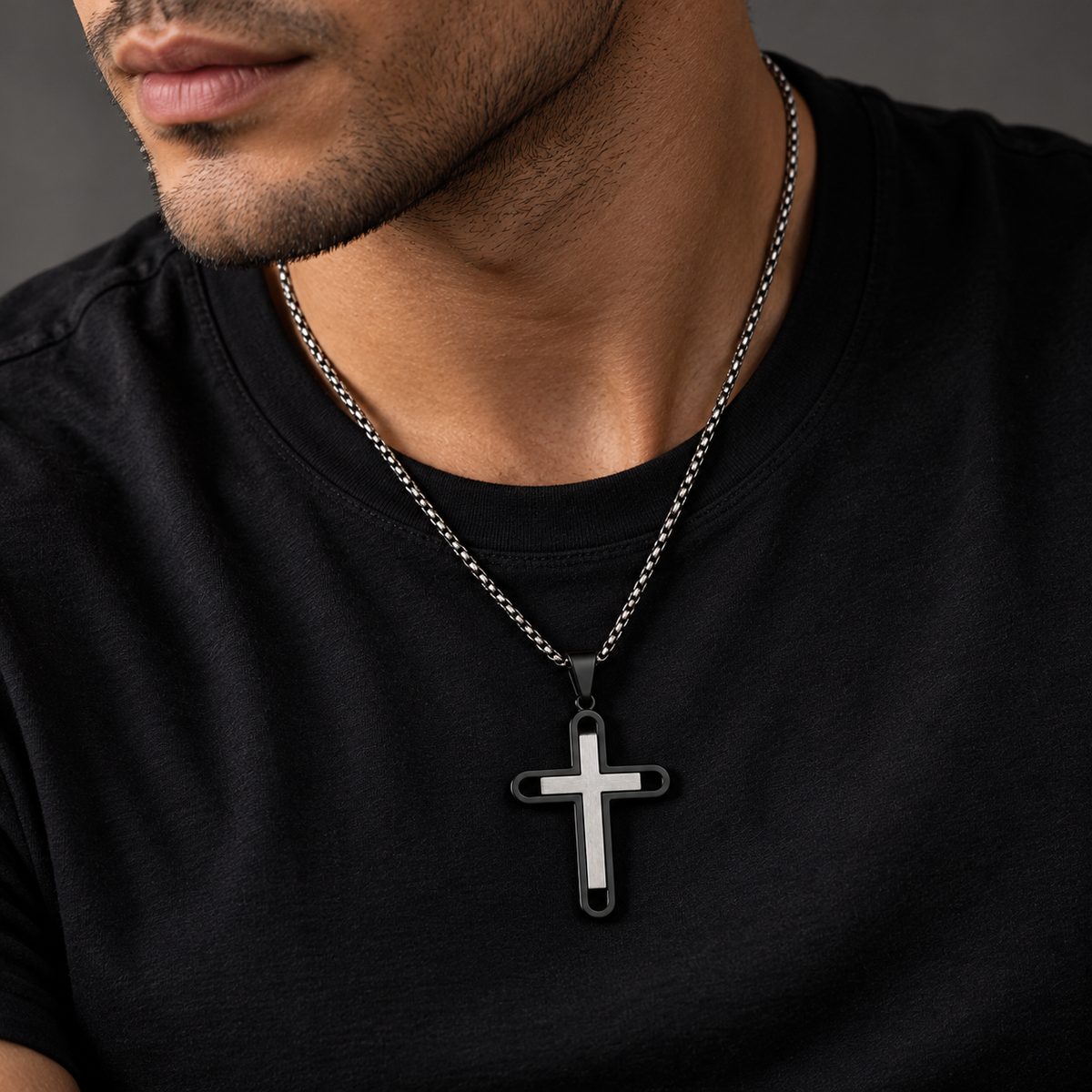 Dije de Cruz Urbana de Acero Inoxidable para Hombre
