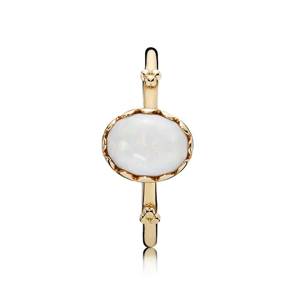 Anillo de PANDORA de oro 14K con ópalo blanco