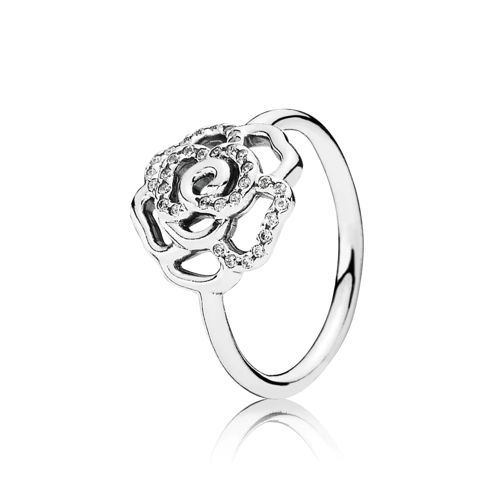 Anillo en Plata Delicada Rosa Brillante