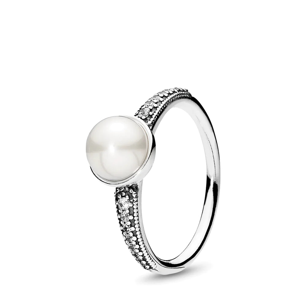Anillo en Plata Belleza Elegante Perla blanca