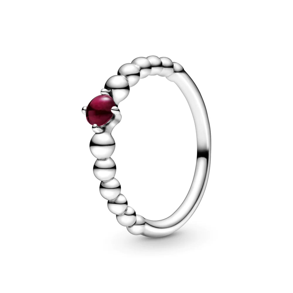Anillo en Plata con Cuenta de Topacio Rojo