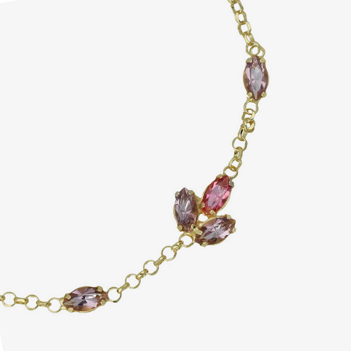 Pulsera Victoria Cruz ajustable flor color rosa bañada en oro
