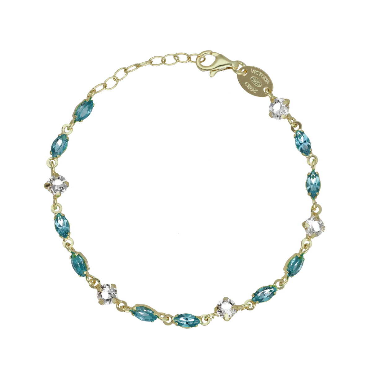 Pulsera ajustable cristales color azul Maisie