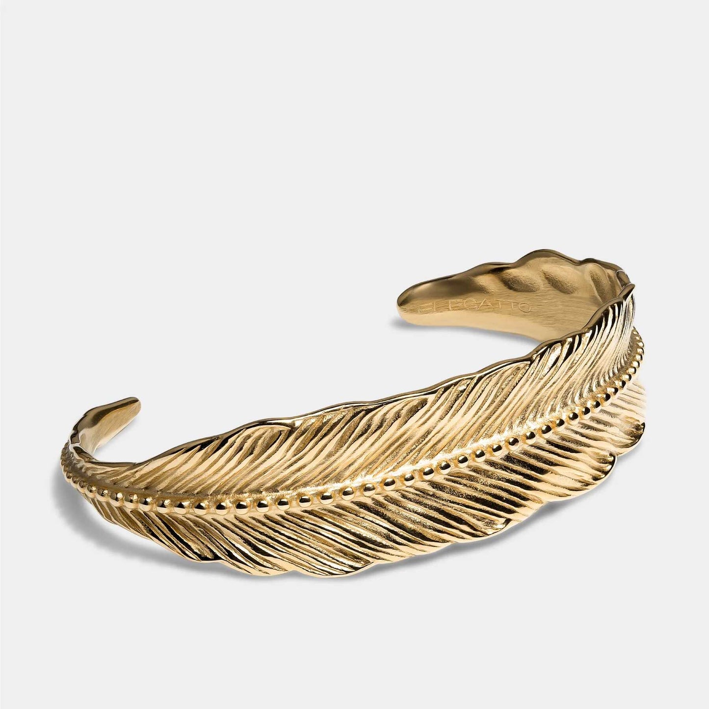 Pulsera Elegatto Pluma Dorado