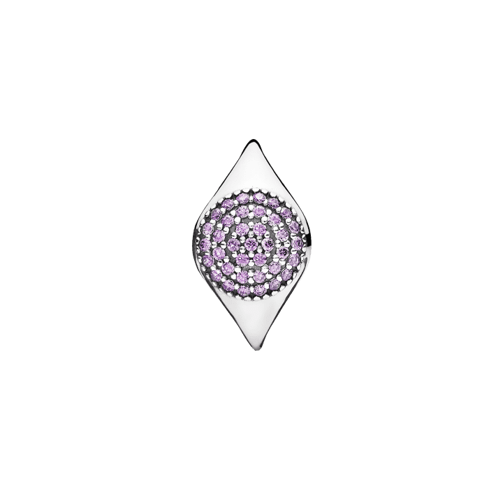 Anillo en Plata Pavé grande y circonia cúbica morado intenso