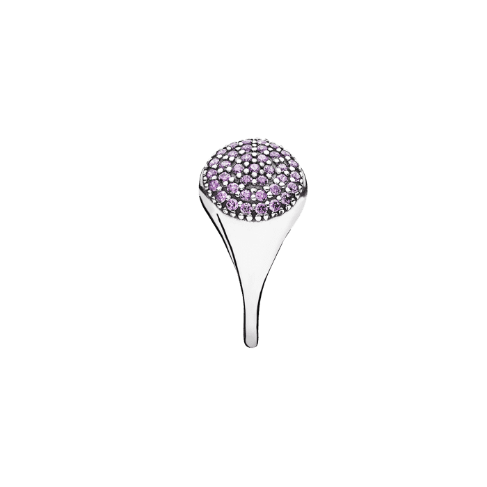 Anillo en Plata Pavé grande y circonia cúbica morado intenso