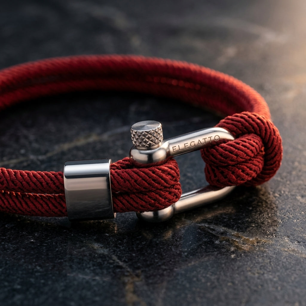Pulsera ELEGATTO Rojo Alchor Platino