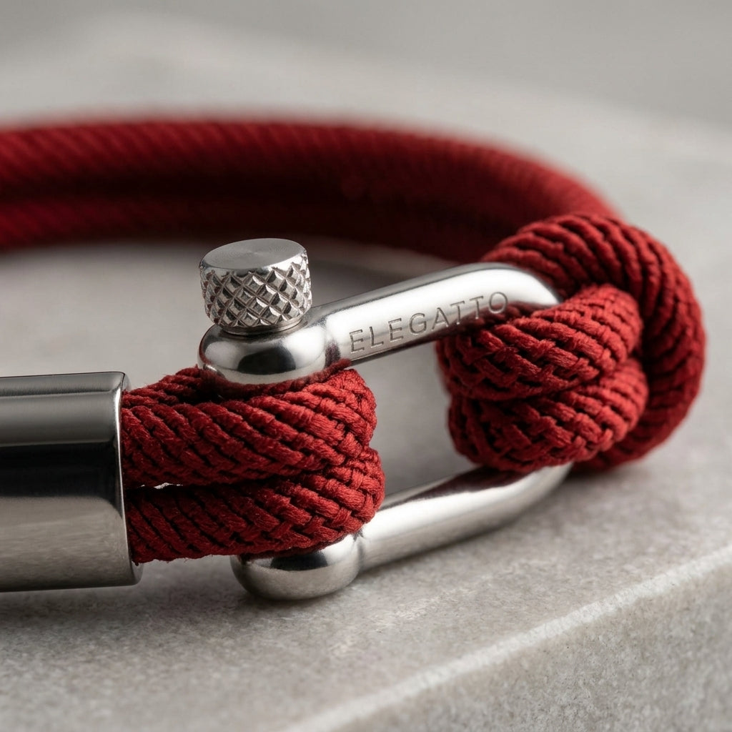 Pulsera ELEGATTO Rojo Alchor Platino