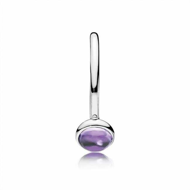 Anillo en Plata, Gota poética, circonia cúbica púrpura pequeña.