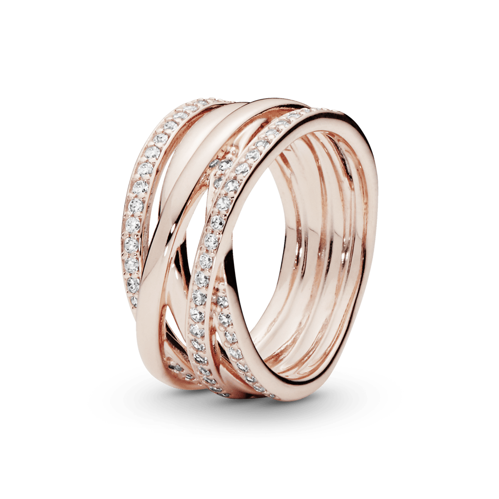 Anillo Entrelazado Cz Clara Recubrimiento en Oro Rosa de 14k