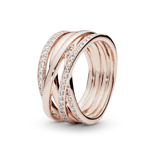 Anillo Entrelazado Cz Clara Recubrimiento en Oro Rosa de 14k