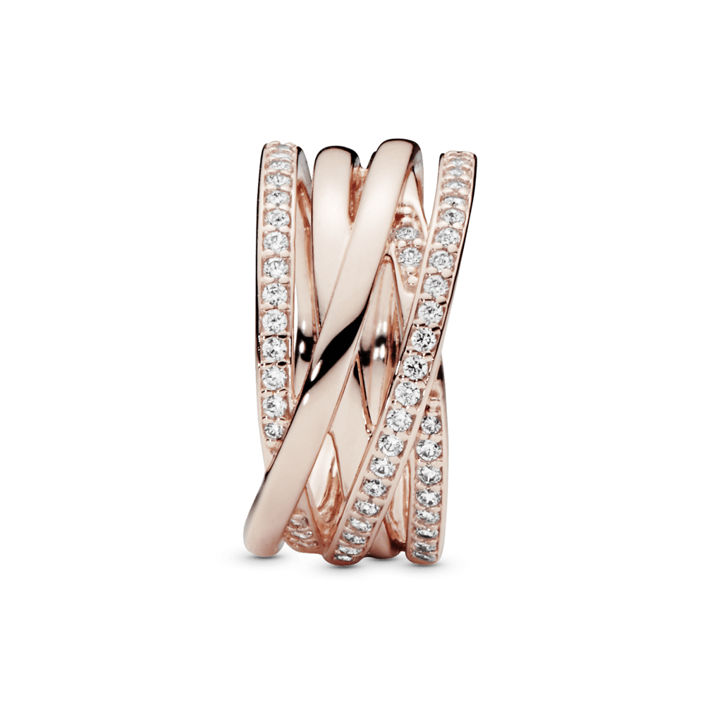 Anillo Entrelazado Cz Clara Recubrimiento en Oro Rosa de 14k