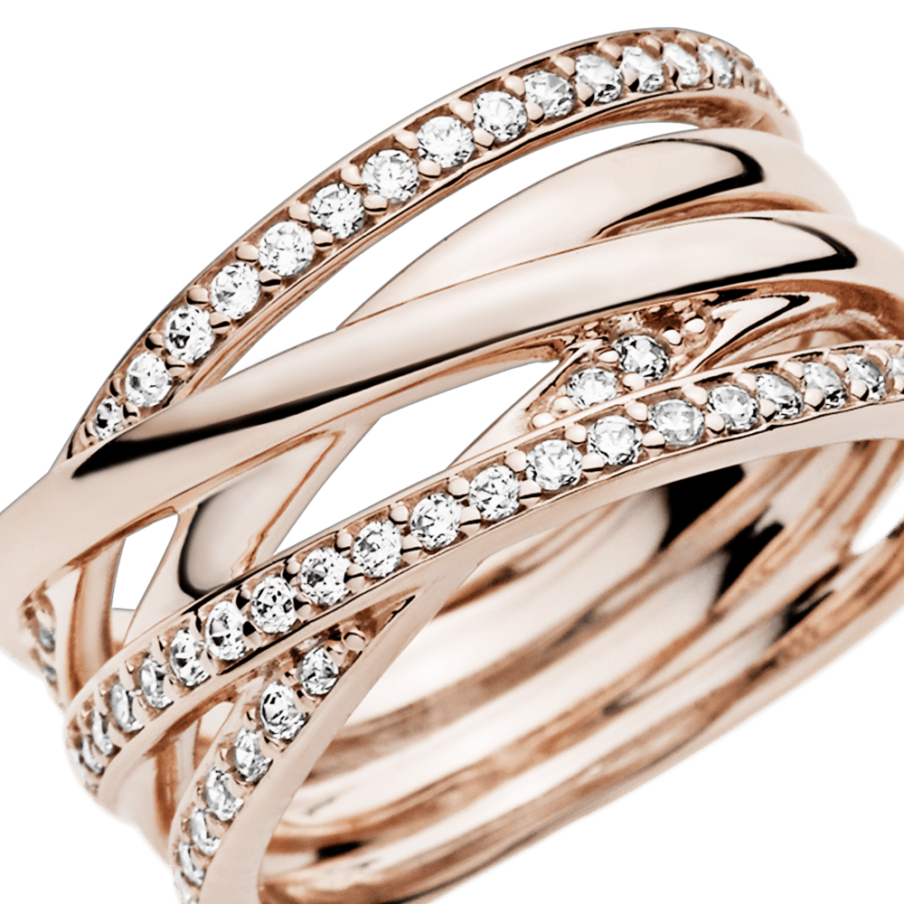 Anillo Entrelazado Cz Clara Recubrimiento en Oro Rosa de 14k