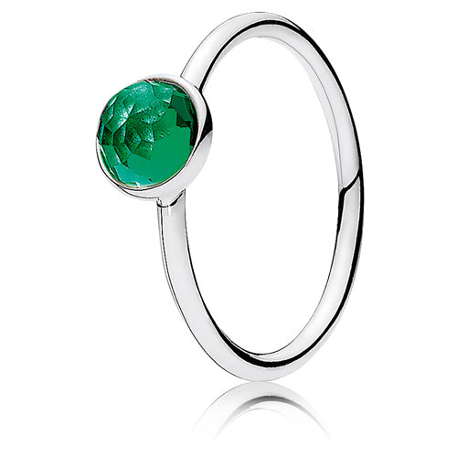 Anillo en Plata Gota de Mayo Cristal Verde