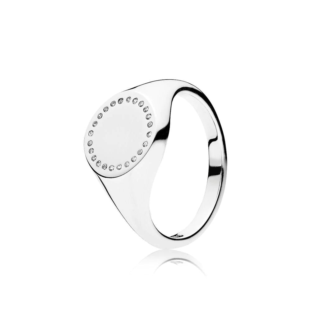 Anillo en Plata Grabable Circular Circonia